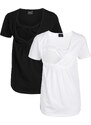 bonprix Těhotenské/kojicí tričko (2 ks v balení) Černá
