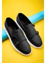 Ducavelli Strap Genuine Leather Men's Casual Shoes, Loafers, Casual Shoes, Lightweight Shoes.