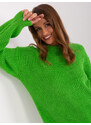 Fashionhunters Světle zelený dlouhý oversize dámský svetr