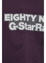 Bavlněné tričko s dlouhým rukávem G-Star Raw fialová barva, s potiskem