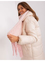 Fashionhunters Světle růžový a bílý vzorovaný šátek s třásněmi