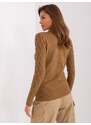 Fashionhunters Světle hnědý klasický svetr s bavlnou
