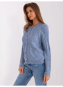 Fashionhunters Špinavě modrý svetr s knoflíky