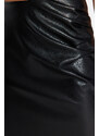 Trendyol Black Faux Leather Midi Skirt