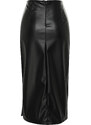 Trendyol Black Faux Leather Midi Skirt