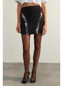 Trendyol Black Fitted Skirt with Shiny Stones