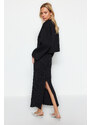 Trendyol Black Sticky Stone Midi Knitted Skirt
