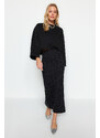 Trendyol Black Sticky Stone Midi Knitted Skirt