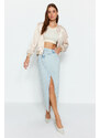 Trendyol Limited Edition Light Blue Asymmetrical Maxi Denim Skirt