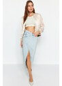 Trendyol Limited Edition Light Blue Asymmetrical Maxi Denim Skirt