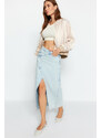 Trendyol Limited Edition Light Blue Asymmetrical Maxi Denim Skirt