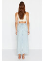 Trendyol Limited Edition Light Blue Asymmetrical Maxi Denim Skirt