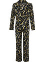 Trendyol Black Floral Pattern Viscose Shirt-Pants Woven Pajamas Set