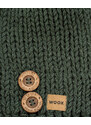 Čepice WOOX Dark Olive Button Beanie