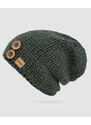 Čepice WOOX Dark Olive Button Beanie