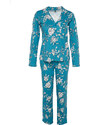 Trendyol Petrol 100% Cotton Floral Pattern Shirt-Pants and Knitted Pajamas Set