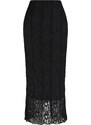 Trendyol Black Lace Normal Waist Maxi Lined Stretch Knit Skirt
