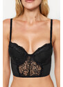 Trendyol Black Polyamide Lace Detailed Extra Push Up Bustier Knitted Bra