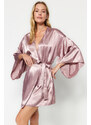 Trendyol Powder Belted Satin Woven Dressing Gown