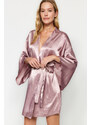 Trendyol Powder Belted Satin Woven Dressing Gown