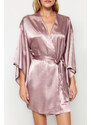 Trendyol Powder Belted Satin Woven Dressing Gown