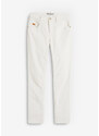 bonprix Strečové, manšestrové kalhoty Slim Fit s kontrastními švy Bílá