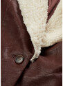 bonprix Vatovaný kabát z umělé kůže s límcem z medvídkové kožešiny Hnědá
