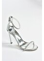 Fox Shoes Silver Mirror Single Band With Stones, Women's Evening Dress Shoes
