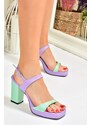 Fox Shoes Lilac/green Women's Thick Platform Heels Shoes