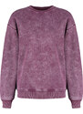 Trendyol Violet Antiqued/Faded Effect Thicker Fleece Inside Oversized/Wide Knitted Sweatshirt