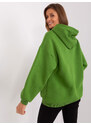 Fashionhunters Světle zelená zateplená klokaní mikina