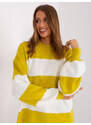 Fashionhunters Olivově-ecru oversize dámský svetr