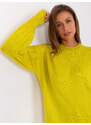 Fashionhunters Dámský limetkový oversize svetr s dlouhým rukávem