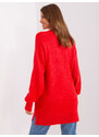 Fashionhunters Červený oversize svetr s kulatým výstřihem