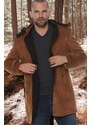 PLT8399 DEWBERRY SUEDE LOOK MEN'S COAT-PLAIN CAMEL