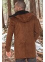 PLT8399 DEWBERRY SUEDE LOOK MEN'S COAT-PLAIN CAMEL