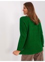 Fashionhunters Zelený dámský klasický svetr s copánky