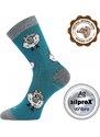 VLNĚNKA DĚTSKÁ teplé veselé merino ponožky VoXX modro-zelená 25-29