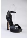 Fox Shoes Women's Black Faux Leather Platform Heels Shoes