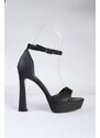 Fox Shoes Women's Black Faux Leather Platform Heels Shoes