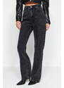 Trendyol černé džíny s vysokým pasem a širokými nohavicemi