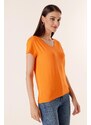 By Saygı Round V-Neck Viscose Blouse