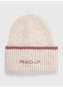 Dětská čepice s příměsí vlny Pinko Up béžová barva, z husté pleteniny