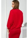 MladaModa Souprava halenka + vroubkované šaty model 9450 červená