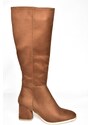 Fox Shoes Tan and Suede Women's Low Heeled Daily Boots