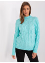 Fashionhunters Mátový kabelový pletený svetr s manžetami
