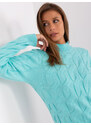 Fashionhunters Mátový kabelový pletený svetr s manžetami