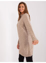Fashionhunters Tmavě béžový oversize pletený svetr