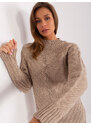 Fashionhunters Tmavě béžový oversize pletený svetr