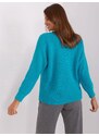 Fashionhunters Modrý dámský klasický svetr s dlouhým rukávem